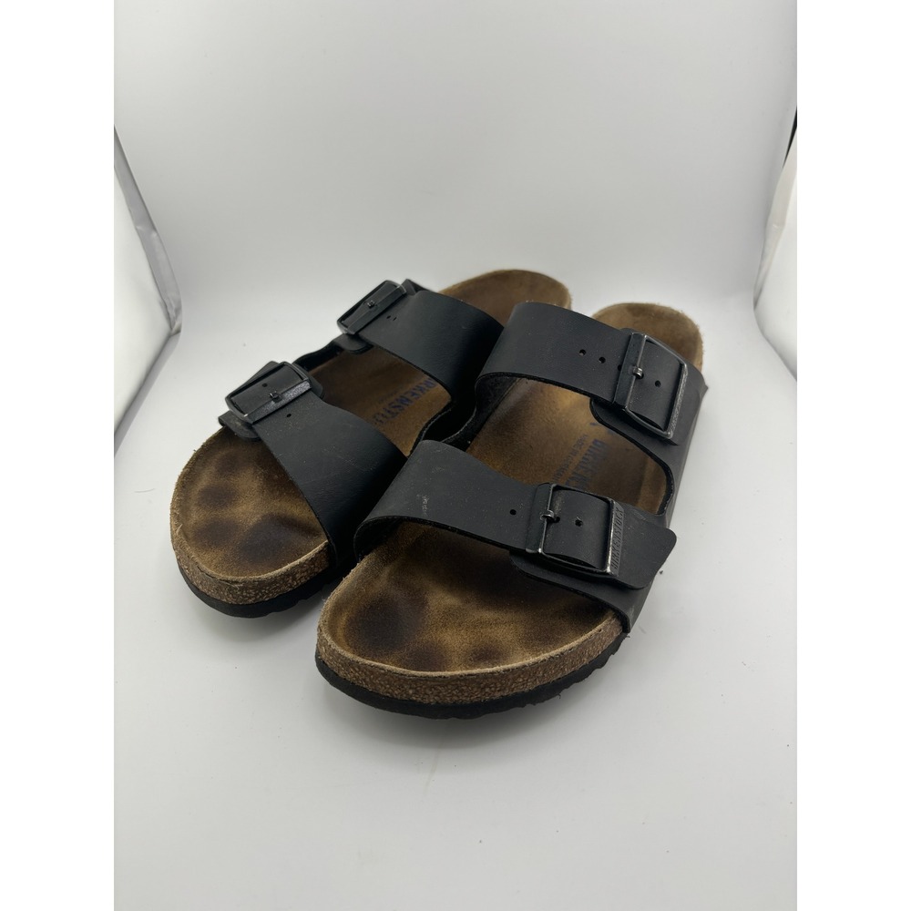 Birkenstock Arizona Black Birko-Flor Sandals Unisex Size 41 Two Strap Slides